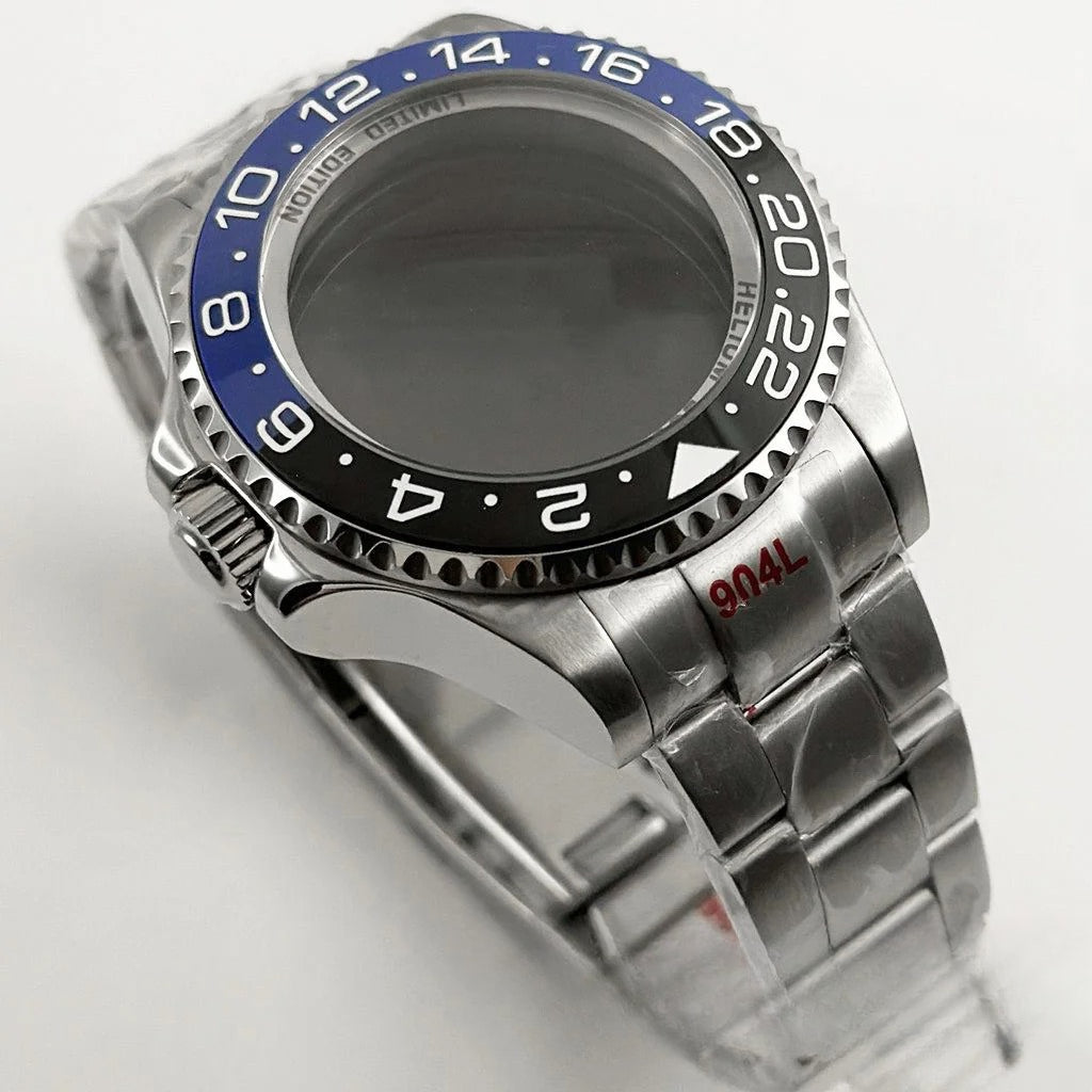 44mm Black Blue GMT Ceramic Bezel Watch Case for Deep SEA for NH34 NH35 NH36
