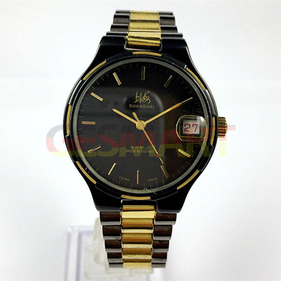 37mm Shanghai Factory Made Manual Mechanical Watch Black 19 Jews Shock-Resistant