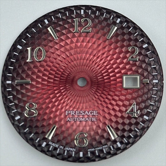 Gradual red 35mm Datejust dial, silver finish, compatible with NH35 NH36 movements.