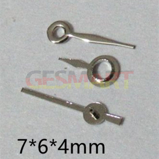 Pointed silver polished diamond-shaped watch hands set by Miyota for models 2035, 2115, 2105.