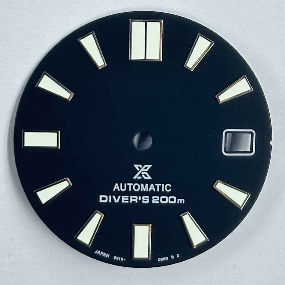 Black 28.5mm luminous watch dial with green markers for NH35 NH36 movement.