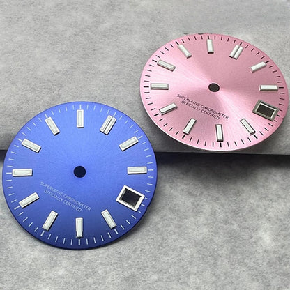 28.5mm Multicolor Date Window Green Luminous Dial For NH35  NH36/4R/7S Movement