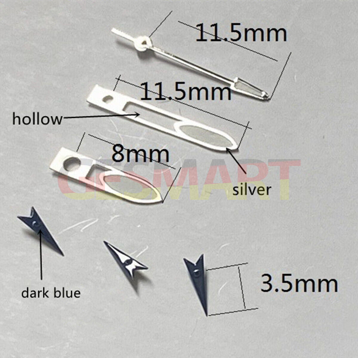 Dark blue small second hand watch hands compatible with Miyota OS10 OS20 OS22 OS60 OS80 movements.