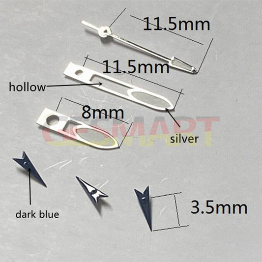 Dark blue small second hand watch hands compatible with Miyota OS10 OS20 OS22 OS60 OS80 movements.