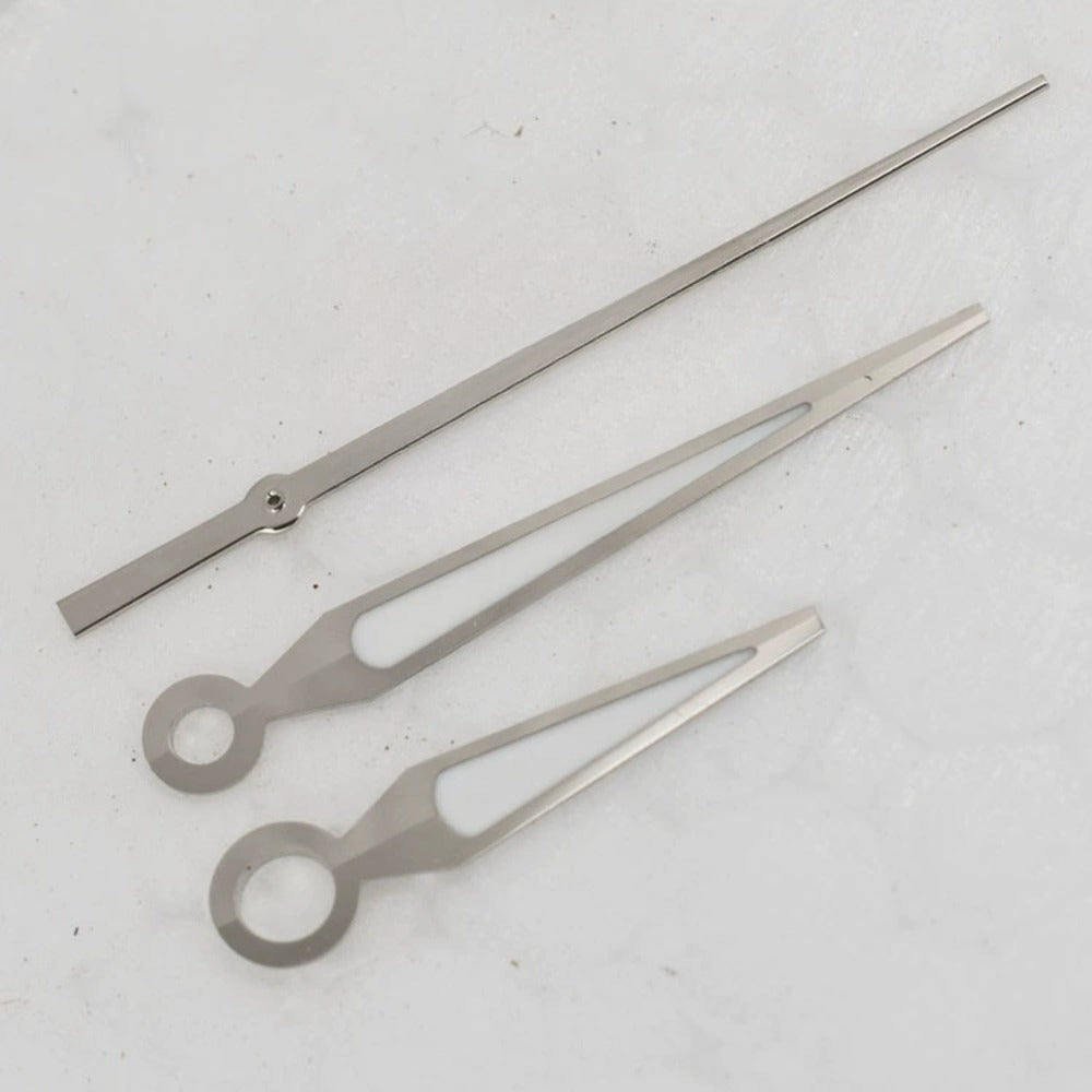 Silver and green lume 17.20mm watch hands for Japan 8200 8205 movement