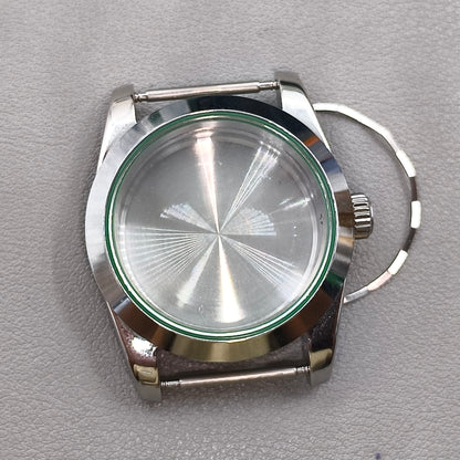 39MM Stainless Steel Silver Watch Case Sapphire Glass Solid Bottom for NH35 NH36 4R