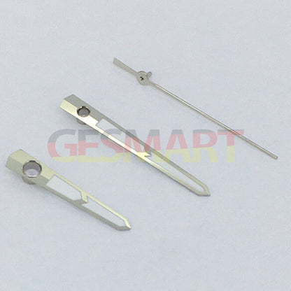 Green luminous watch hands with silver trim for Asian 8215/2813 and Miyota 8N24 movements, ensuring precise timekeeping.