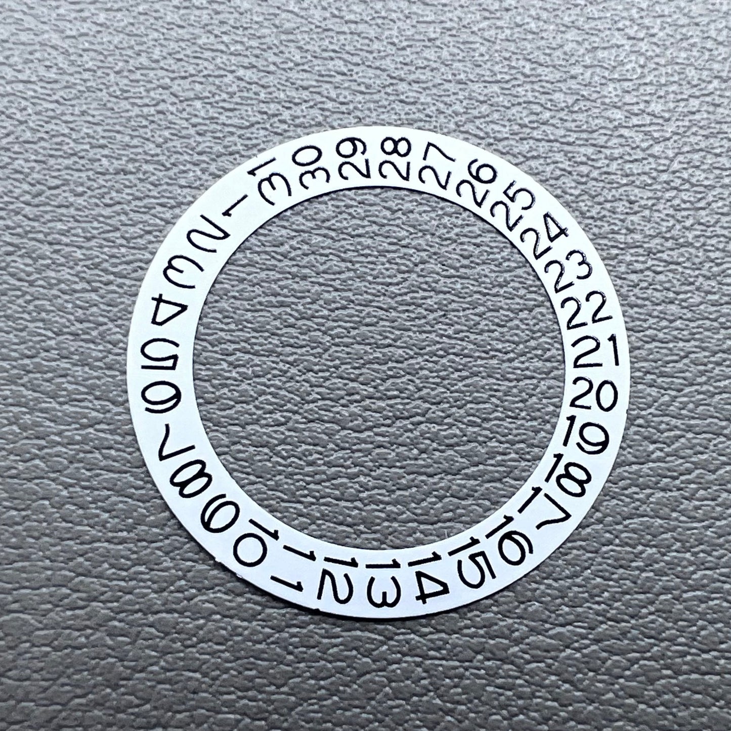 Date disk wheel for NH35 NH36 watch movement with date at 3 o'clock, white background, precision fit.