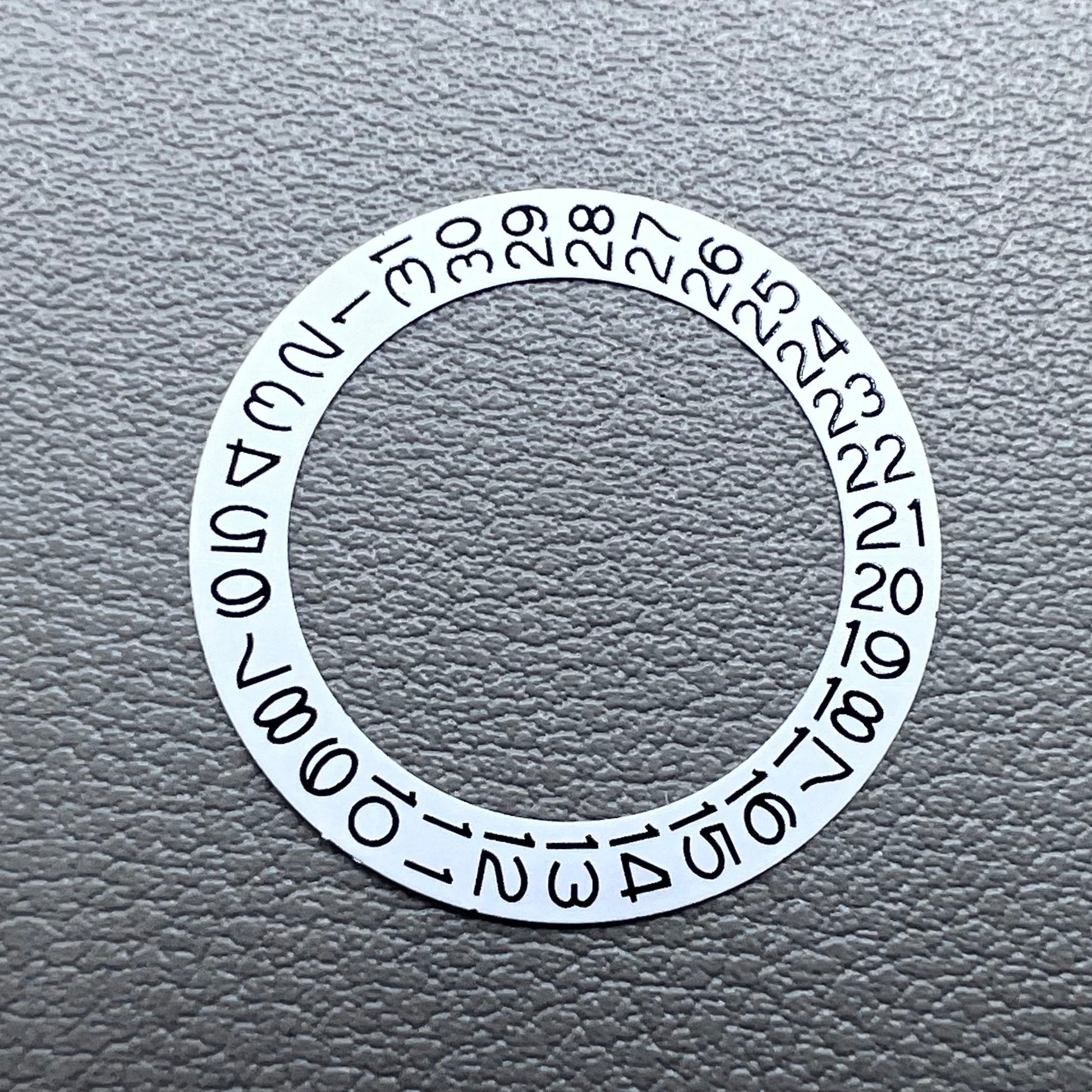 Date disk wheel for NH35 NH36 watch movement with date at 3 o'clock, white background, precision fit.
