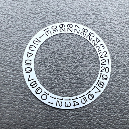 Date disk wheel for NH35 NH36 watch movement with date at 3 o'clock, white background, precision fit.
