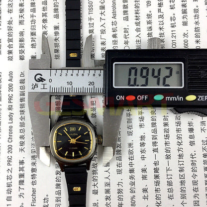 23mm HAIDA Manual Mechanical Lady Watch Golden Nail 17 Jews Black Dial 3 Hands