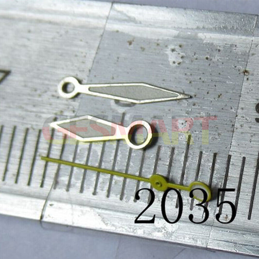 Green lume second hand with silver trim for Miyota 2035, 2115, 2105, 2305 watches.