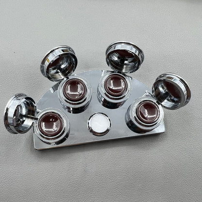 BG 30180-A stainless steel watch oil cup stand with 4 covered oiler dishes for precise watch repair.