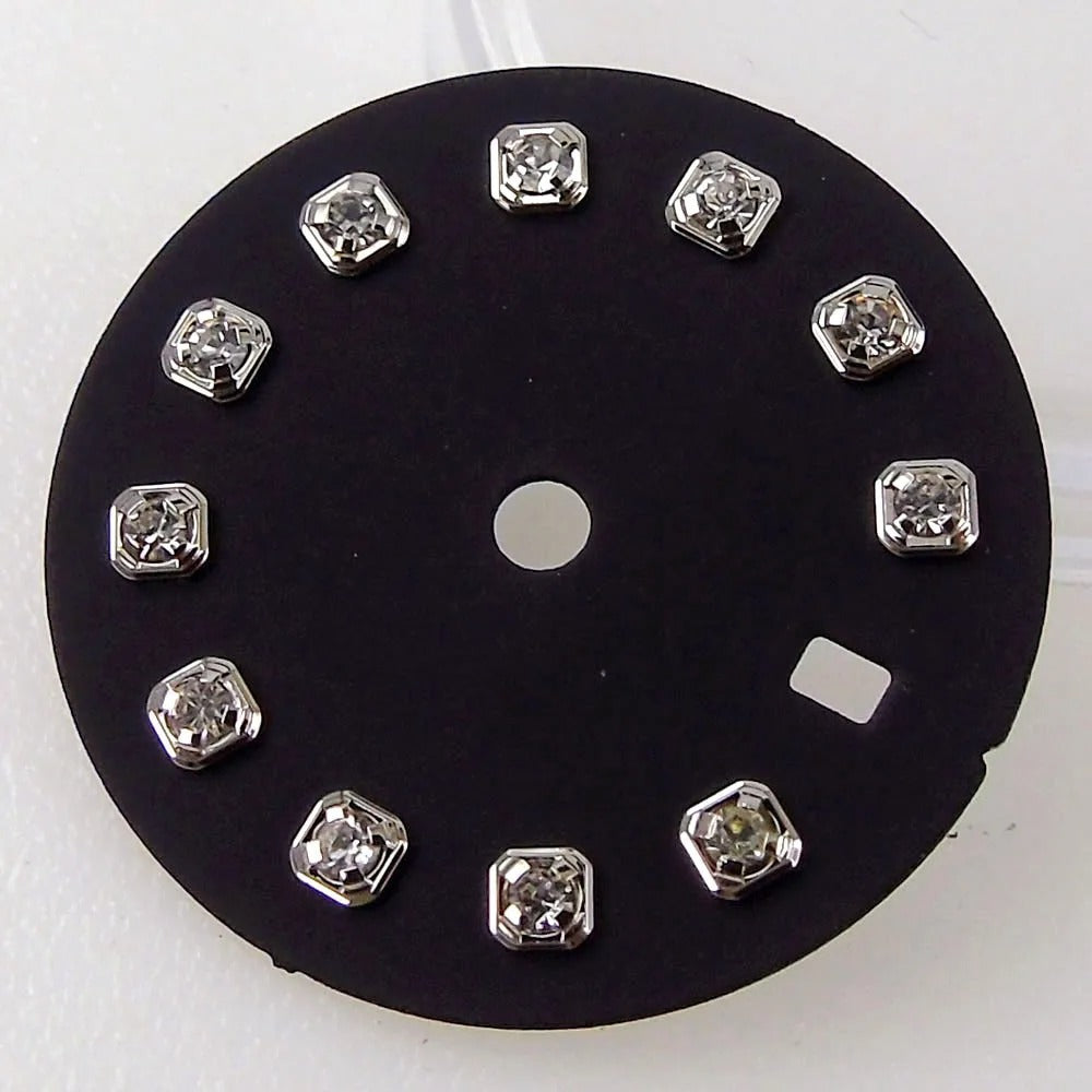 Nologo Sunburst dial face with rhinestone markers for 26mm lady watch, fits NH05 NH06 NH07 movements.