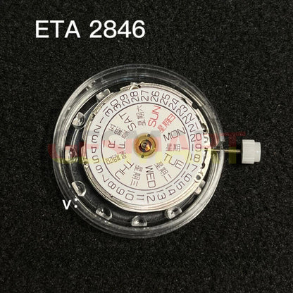 Original Swiss Made ETA 2846 V8 automatic watch movement for precise self-wind performance.
