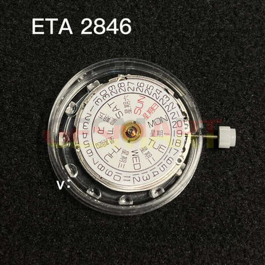 Original Swiss Made ETA 2846 V8 automatic watch movement for precise self-wind performance.