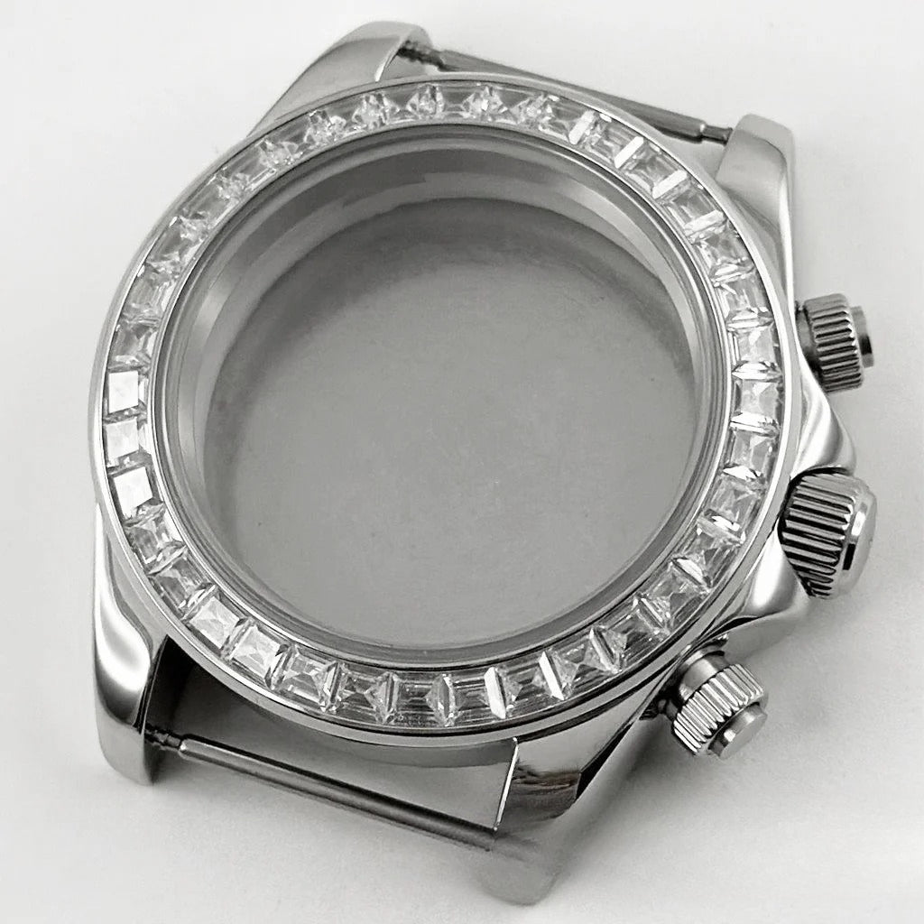 Daytona 40mm Mens Watch Steel Case for Daytona VK63 VK64 Case Fits 20mm Strap