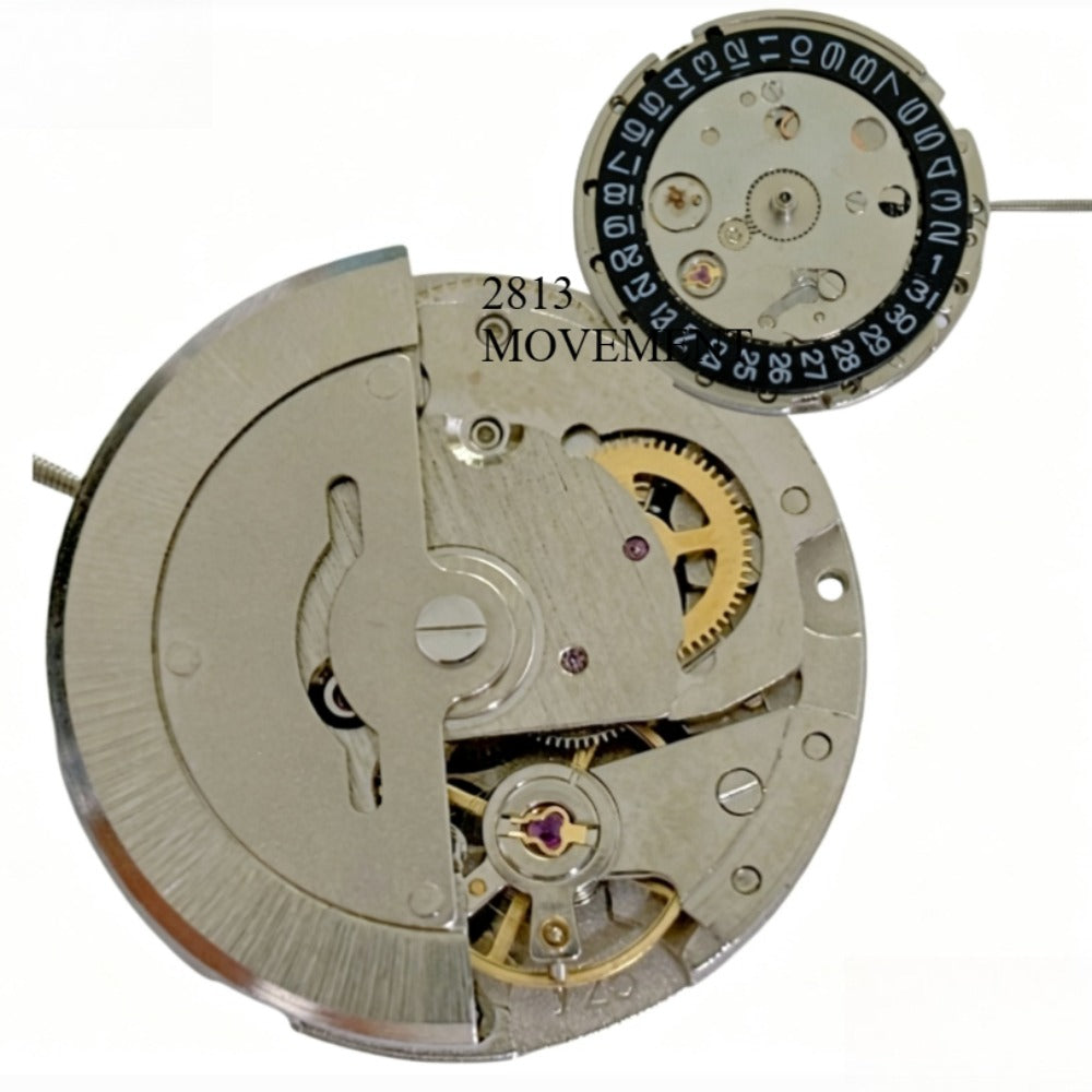 Chinese 2813 8205 Automatic Mechanical Movement Date At 3 Golden Wheel Black Disk