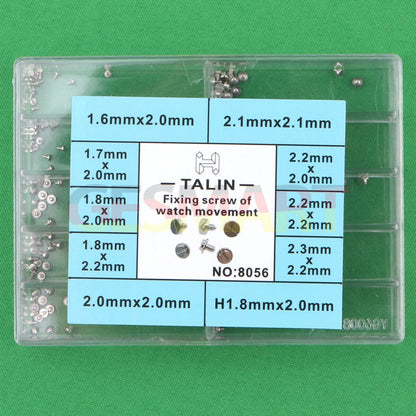 Watch movement screws assortment with multiple sizes for precise repair and maintenance tasks.