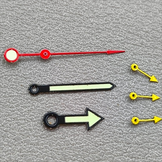 Yellow Small Second Hands 11mm Black+Red Trim Lume Watch Hands for OS10 OS60 OS80 Movement