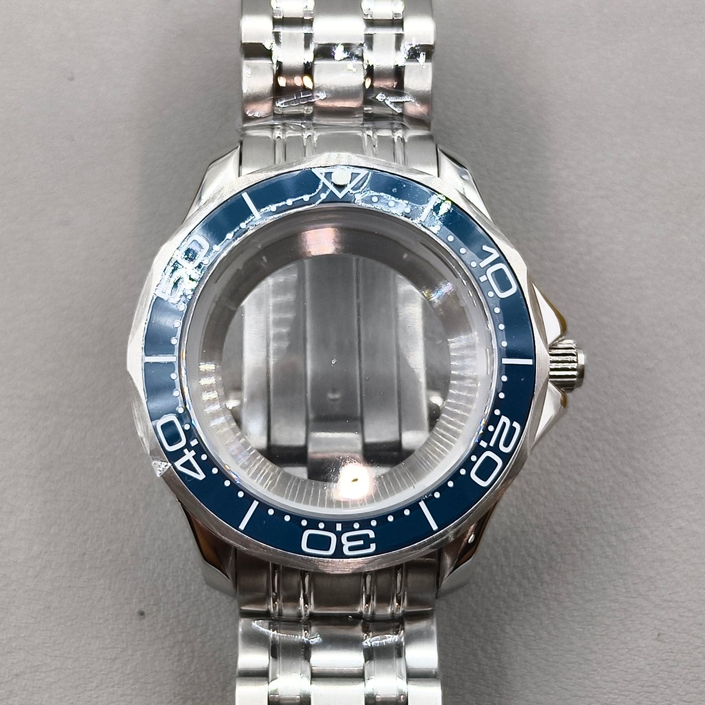 41mm 316L Silver Watch Case for Seamaster 300 NH35 NH36 NH38 NH34 Sapphire Glass