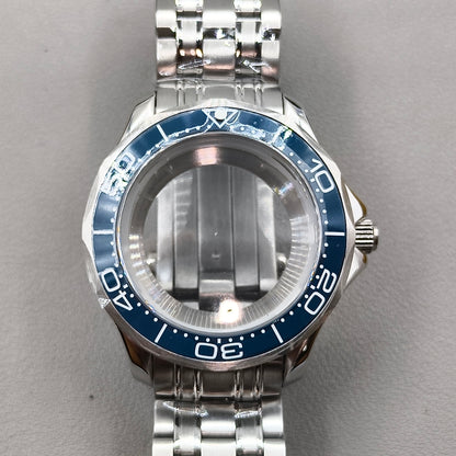 41mm 316L Silver Watch Case for Seamaster 300 NH35 NH36 NH38 NH34 Sapphire Glass