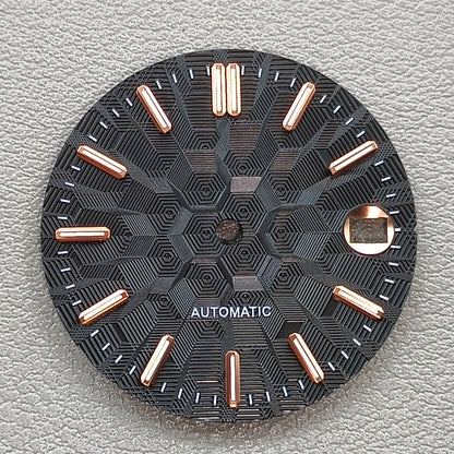 28.5mm Black Rose Golden Nail Constructed Lume No Logo Watch Dial for NH35 NH36