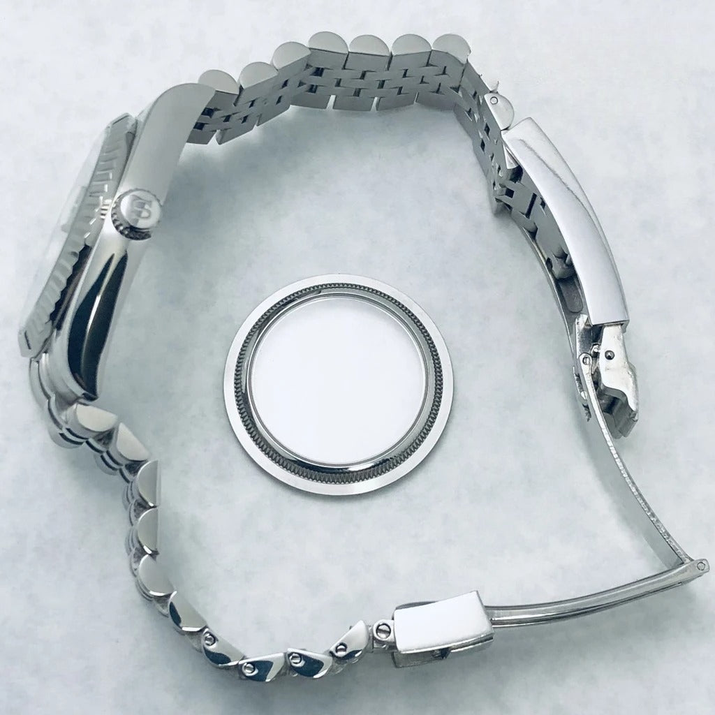 36mm/40mm Fluted Bezel Case Sapphire Glass For Mod  Steel Case Fit Nh35 Nh36
