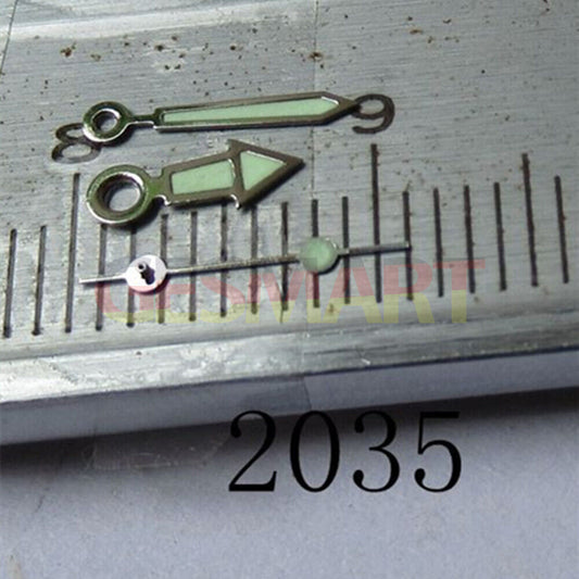 Aiguille de montre en forme de flèche avec finition argentée et luminescente verte pour Miyota 2035, 2115, 2105 et 2305