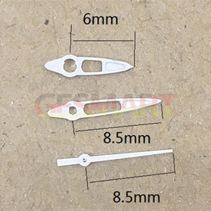 8.50mm White Hollow Arrow Point Watch Hands for Miyota 7T35 Quartz Movement