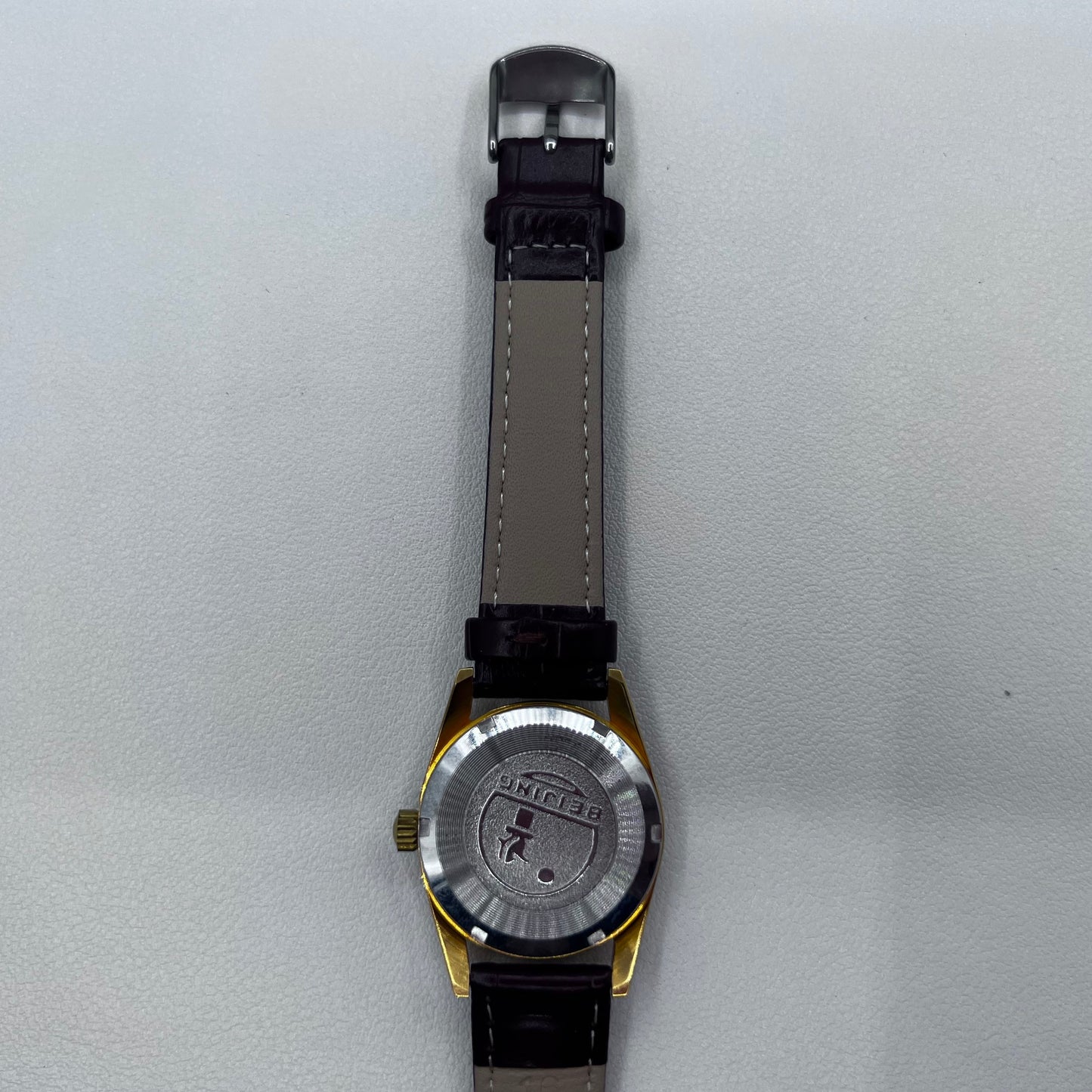 Beijing Double Dark Brown Strap Rhomb Single Calendar Manual Mechanical Lady Watch