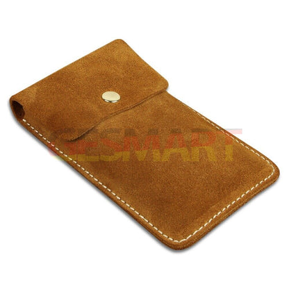 Genuine cowhide single watch storage bag, portable travel pocket with soft lining for protection.