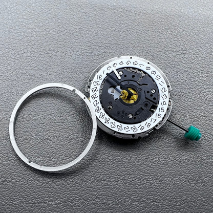 Swiss ISA 8172 silver plated quartz watch movement with stem, precise timekeeping for watch repair and assembly.