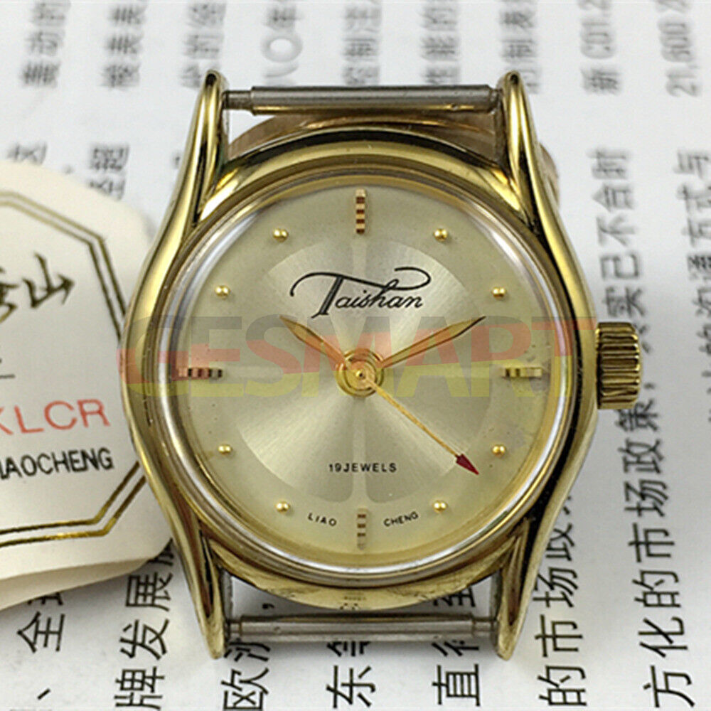 TAISHAN 27mm manual mechanical lady watch with 19 jewels and gold accents, elegant design for daily wear.