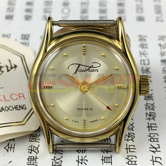 TAISHAN 27mm manual mechanical lady watch with 19 jewels and gold accents, elegant design for daily wear.