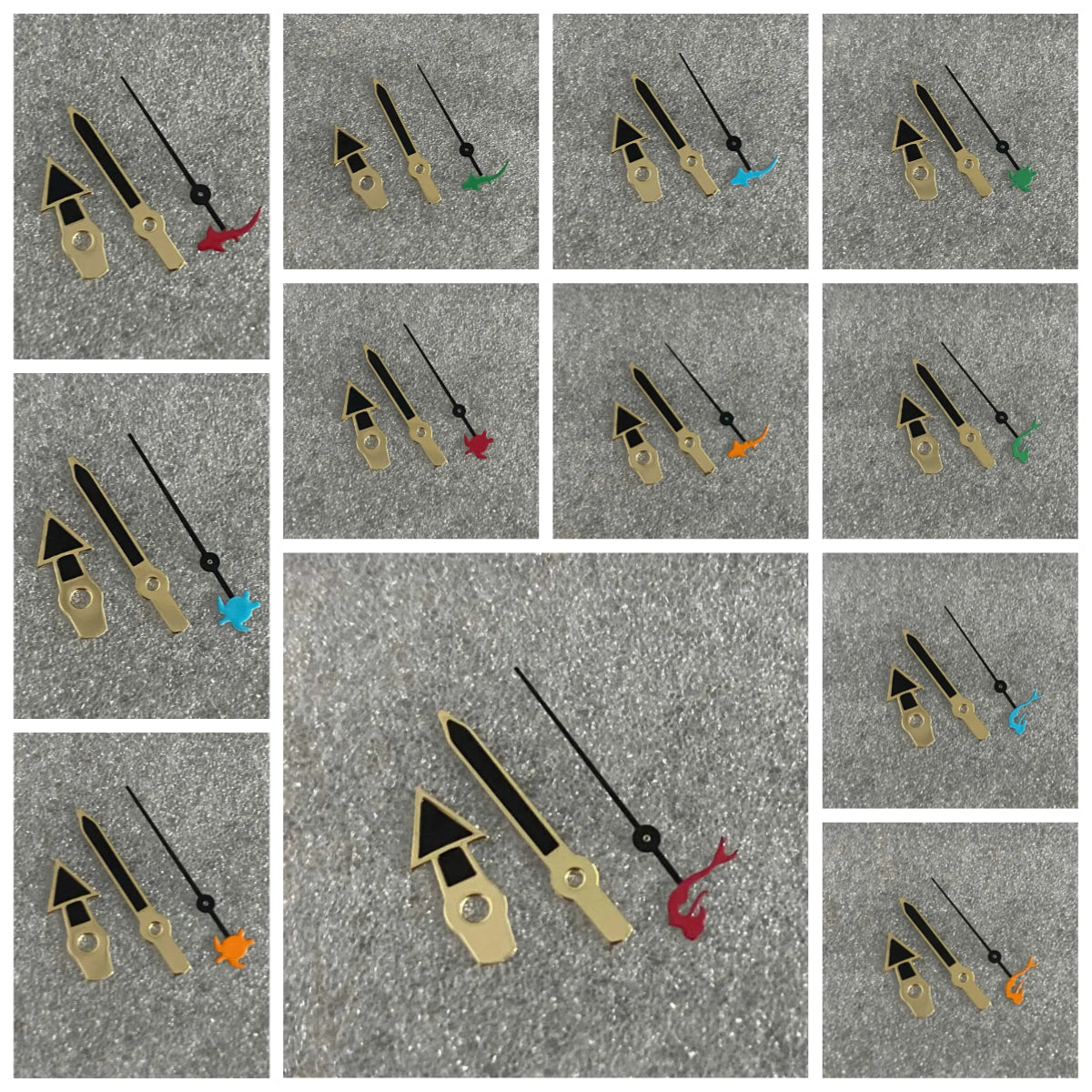 Gold Edge Mermaid/Turtle Black Watch Hands with Second Hands for NH35/NH36/4R/7S