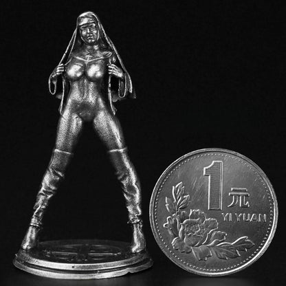 White Brass Figurine Nun Figure Statue - Seductive Religious Novelty Collectible Desktop Decor