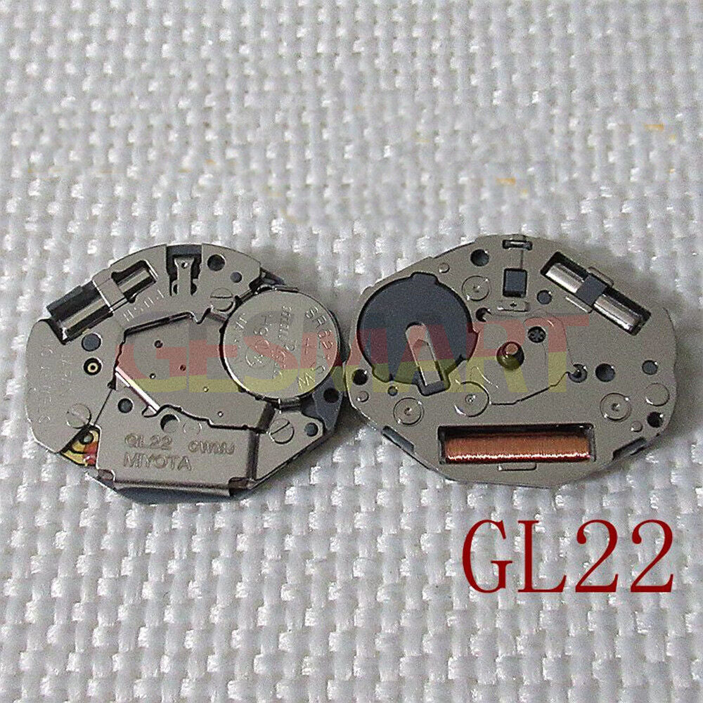 Miyota GL22 Japan quartz watch movement, silver finish, durable replacement for GL20 models.
