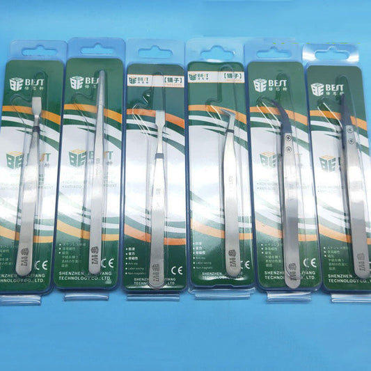 PTFE tweezer with anti-magnetic, anti-static properties and wear-resistant stainless steel handle for precise watch accessory handling.