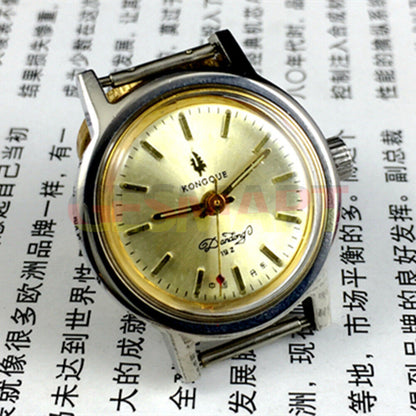 Liaoning Factory Made Kongque Manual Lady Mechanical Watch 19 Jews Golden Dial