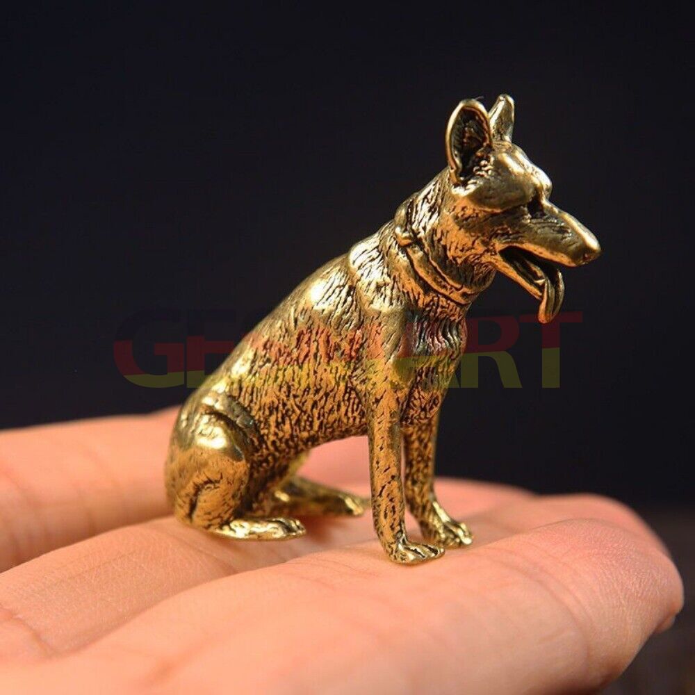 Hand-carved solid copper bronze Yellow Dog trinket by Big Yellow Dog, detailed collectible figurine.