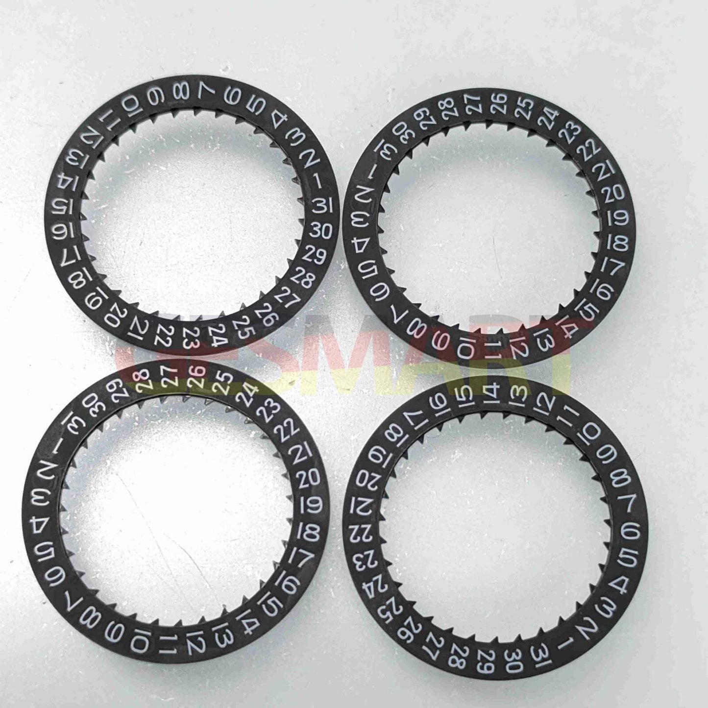 Black date disk wheel with date at 3 o'clock, compatible with Miyota 8215 movement, generic brand.