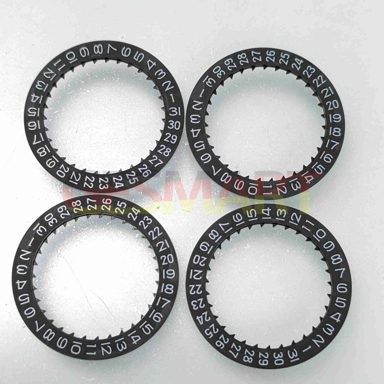 Black date disk wheel with date at 3 o'clock, compatible with Miyota 8215 movement, generic brand.