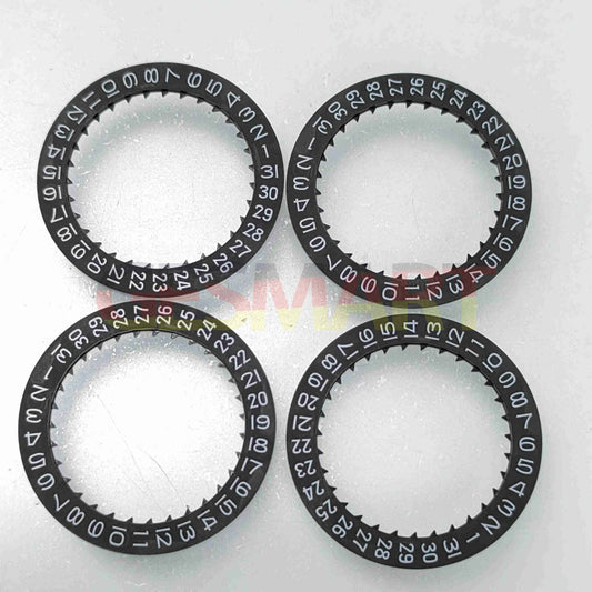 Black date disk wheel with date at 3 o'clock, compatible with Miyota 8215 movement, generic brand.