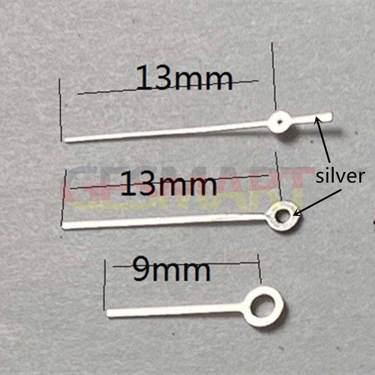 13mm silver trim watch hands with precise fit for Miyota 2315 2035 2036 2115 2305 movements.