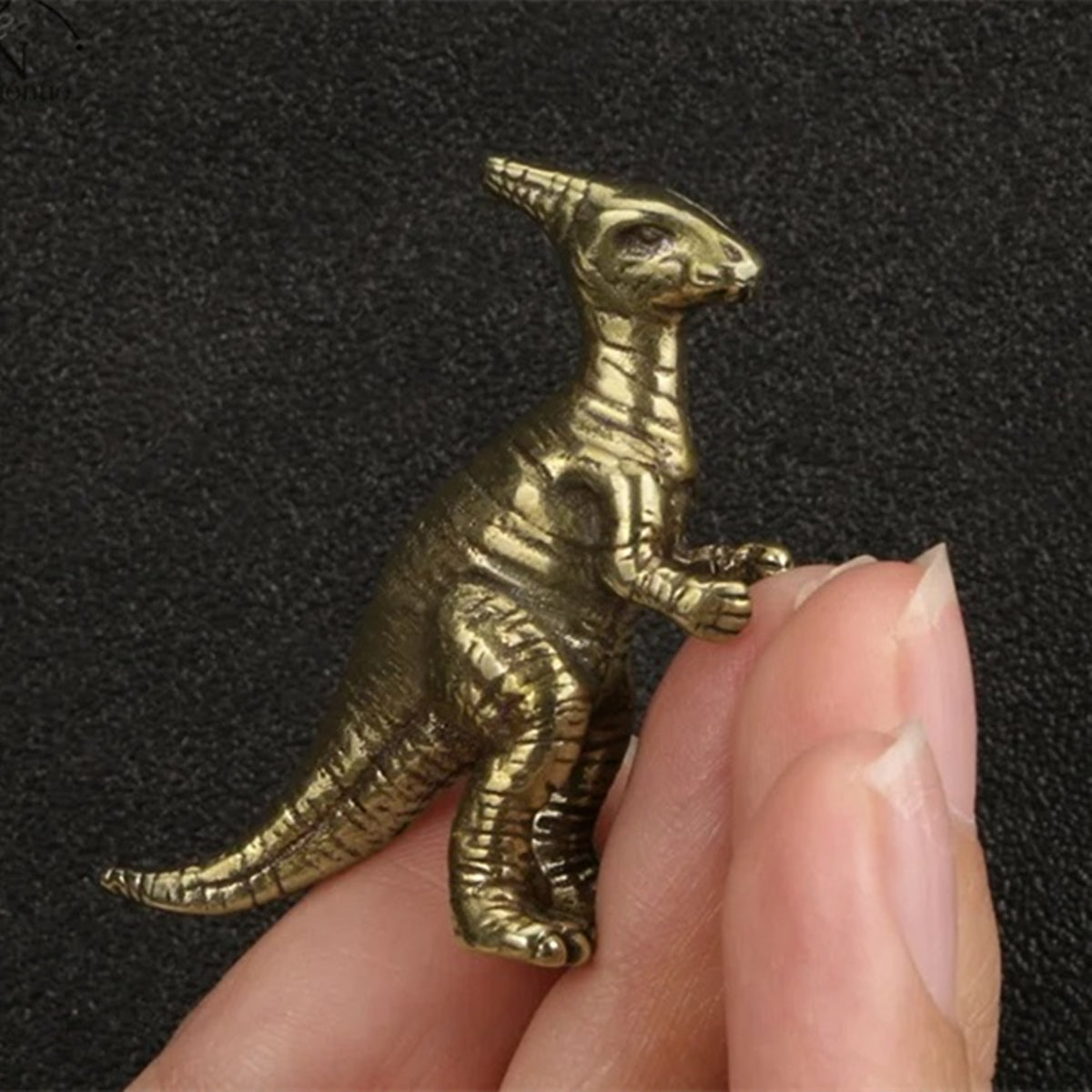 Hand-carved Solid Copper Coelurosaur bronze model figurine, Jurassic Cretaceous design.