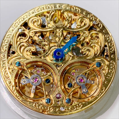Shanghai China Made Goldene Doppel Balance Rad Hohl 3 Hände Mechanische Bewegung