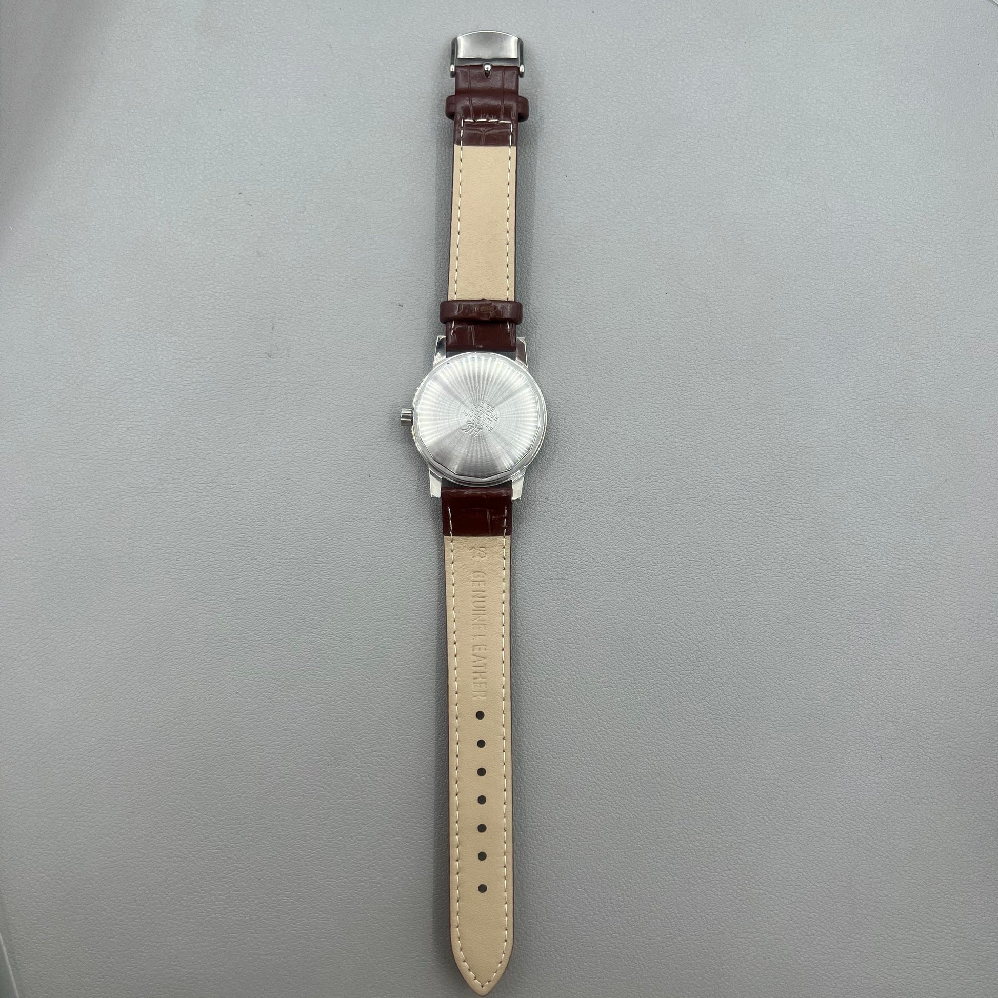 Shanghai 36mm 8120 manual mechanical watch with white dial, brown strap, 17 jewels precision craftsmanship.