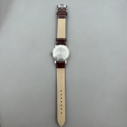 Shanghai 36mm 8120 manual mechanical watch with white dial, brown strap, 17 jewels precision craftsmanship.