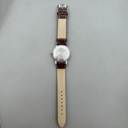 Shanghai 8120 mechanische Herrenuhr mit braunem Lederarmband, 36mm Geh�use, 17 Steinen, wei�em Zifferblatt